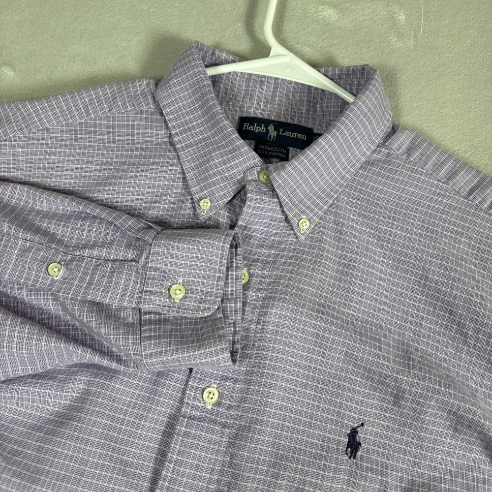 Ralph Lauren Yarmouth Button Down 100%  Long Sleeve Shirt Men's 17 - 35 Purple